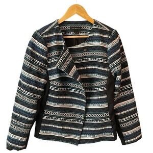 Lane Bryant Women's Aztec Native Geometric Print Blazer Jacket Black Blue Sz 16